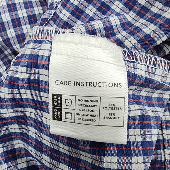 Mizzen & Main Men's Shirt Button Up Blue Check Performance Trim Fit Size 2XL - Picture 5 of 10